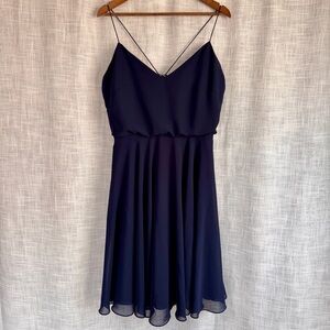 BHLDN Jenny Yoo Collection Navy Blue Sienna Chiffon Dress Size 16